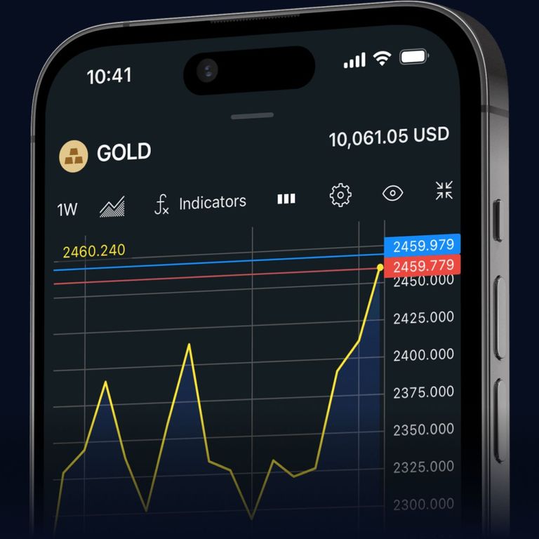 Phone Displaying Gold Market Data